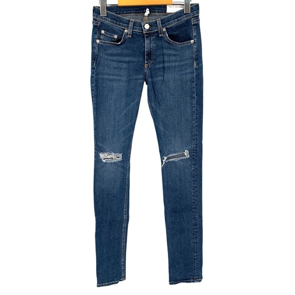 rag & bone Skinny Jeans Womens 27 Blue Vachon Ripped Distressed Low Rise - Picture 1 of 7